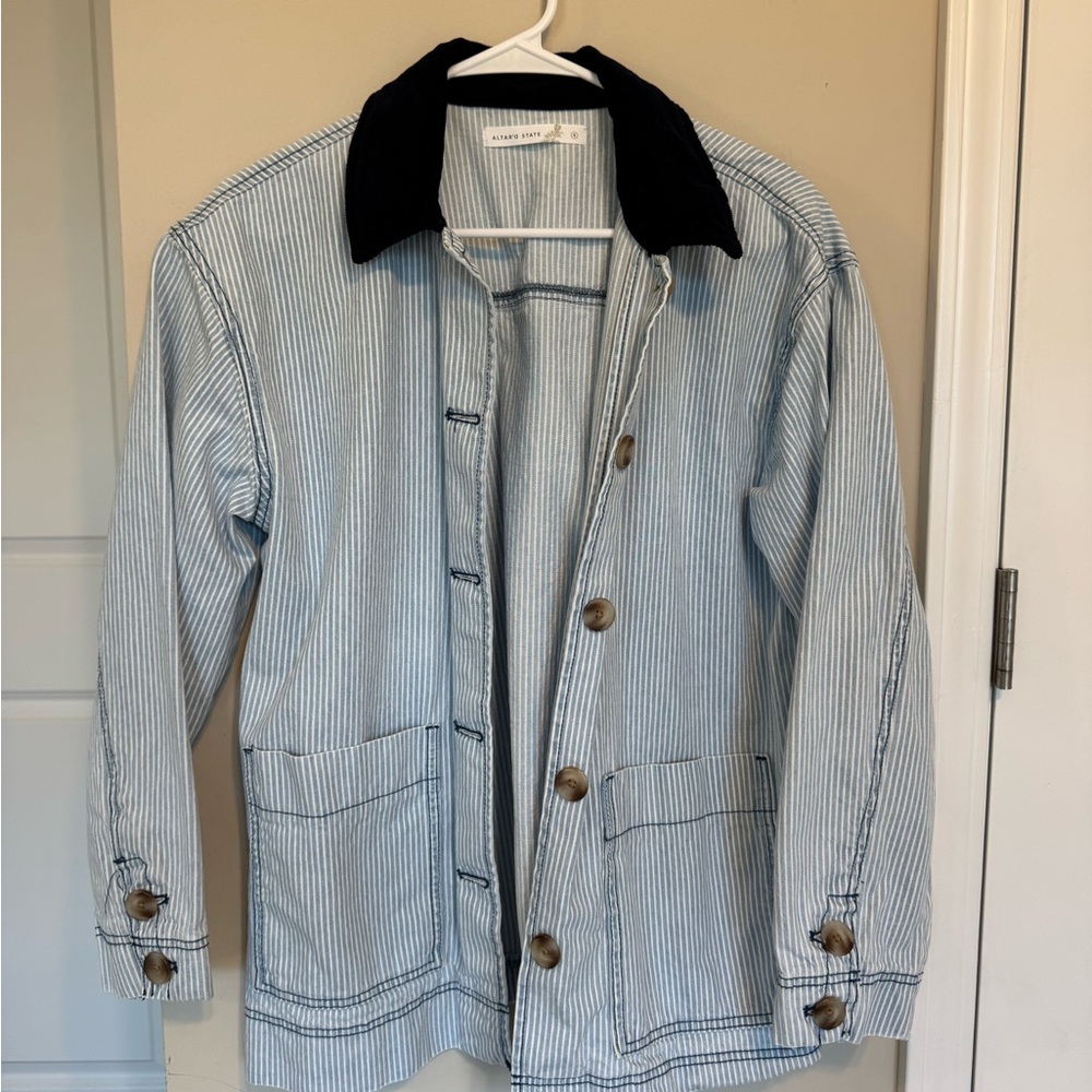 Altar'd State Women’s Blue Striped Jacket